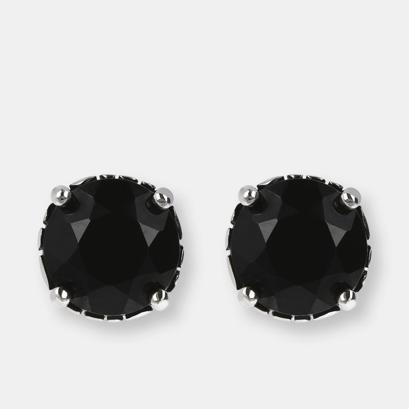 Shop Albert M. Black Spinel Button Earrings In Grey