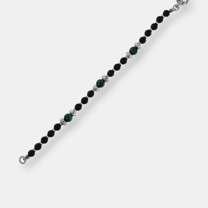 Shop Albert M. Bracelet Made Of Black Spinel And Malachite 8.25" Length In Grey