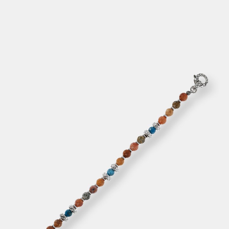 Shop Albert M. Bracelet Made Of Hard Stone And Textured Inserts In Grey