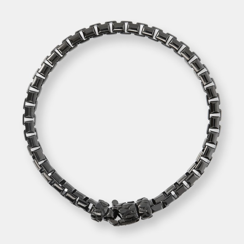 Albert M. Bracelet With Box Chain And Texture Closure In Black