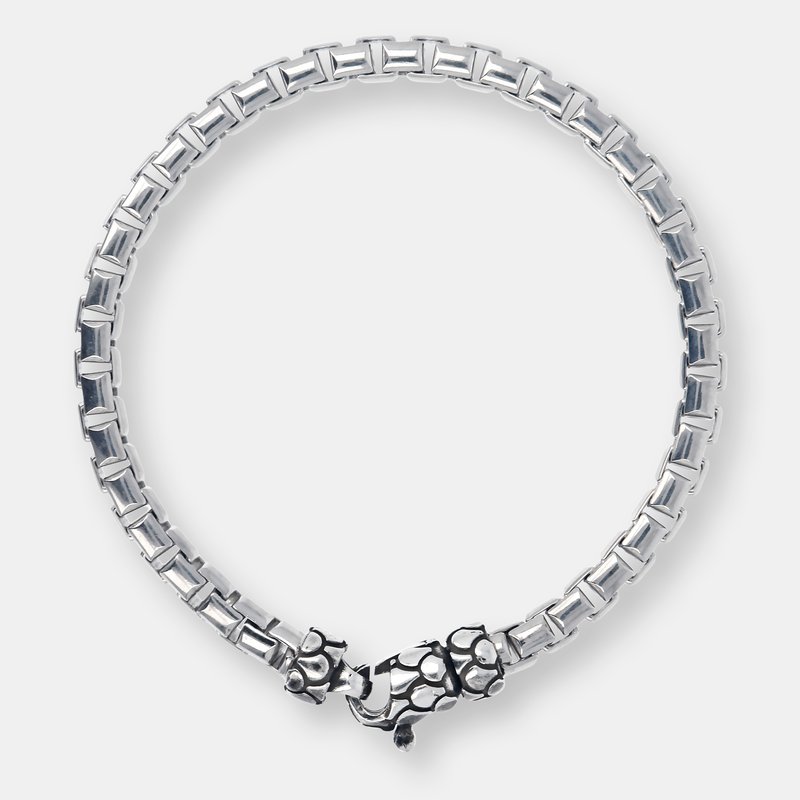 Albert M. Bracelet With Box Chain And Texture Closure In Grey