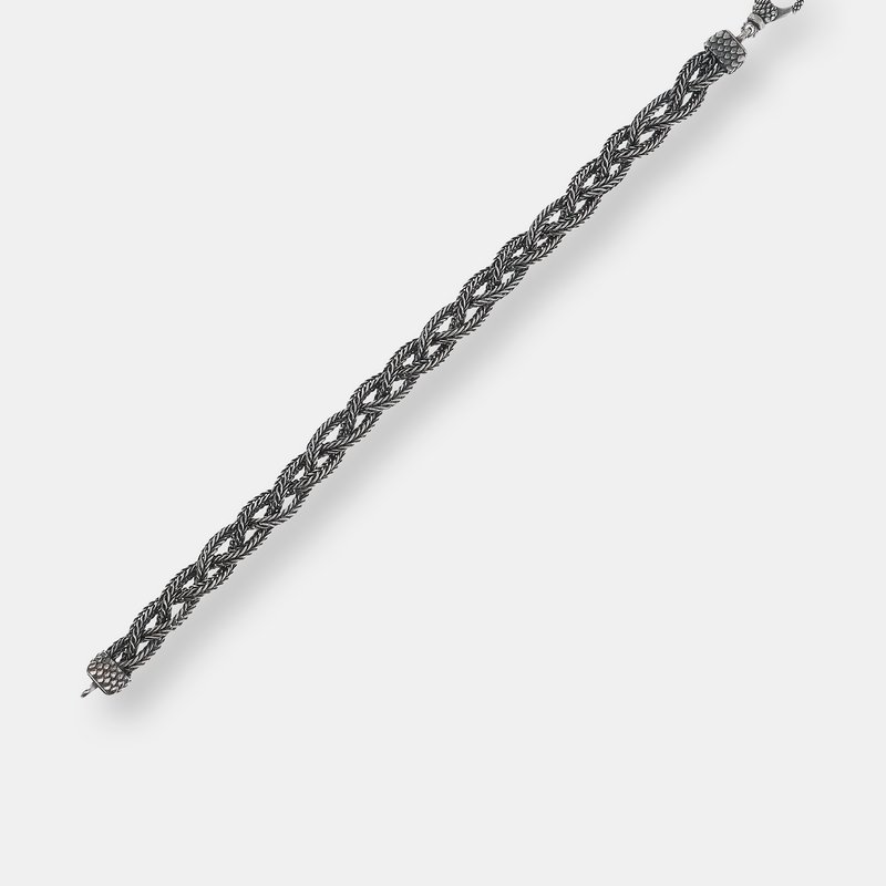 Shop Albert M. Bracelet With Braid And Texture Closure In Grey