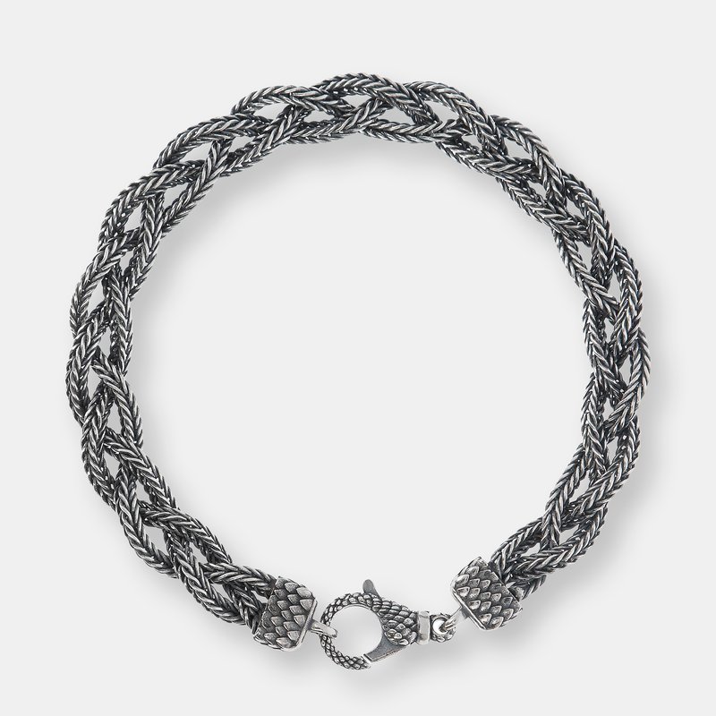 Albert M. Bracelet With Braid And Texture Closure In Grey