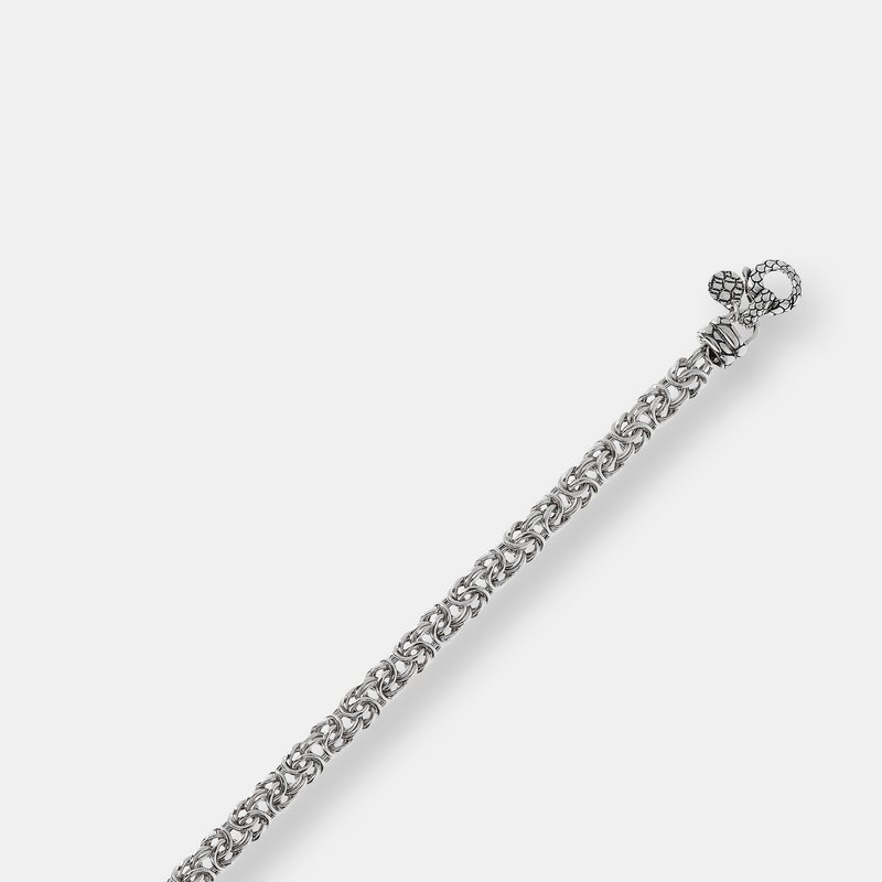 Shop Albert M. Bracelet With Byzantine Chain And Texture Closure In Grey