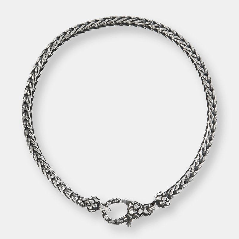 Albert M. Bracelet With Foxtail Chain And Texture Closure 8.25" Length In Grey