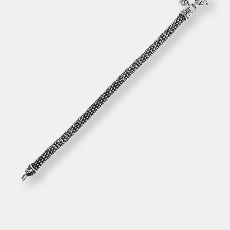 Shop Albert M. Korean Chain Bracelet With Texture Closure In Grey