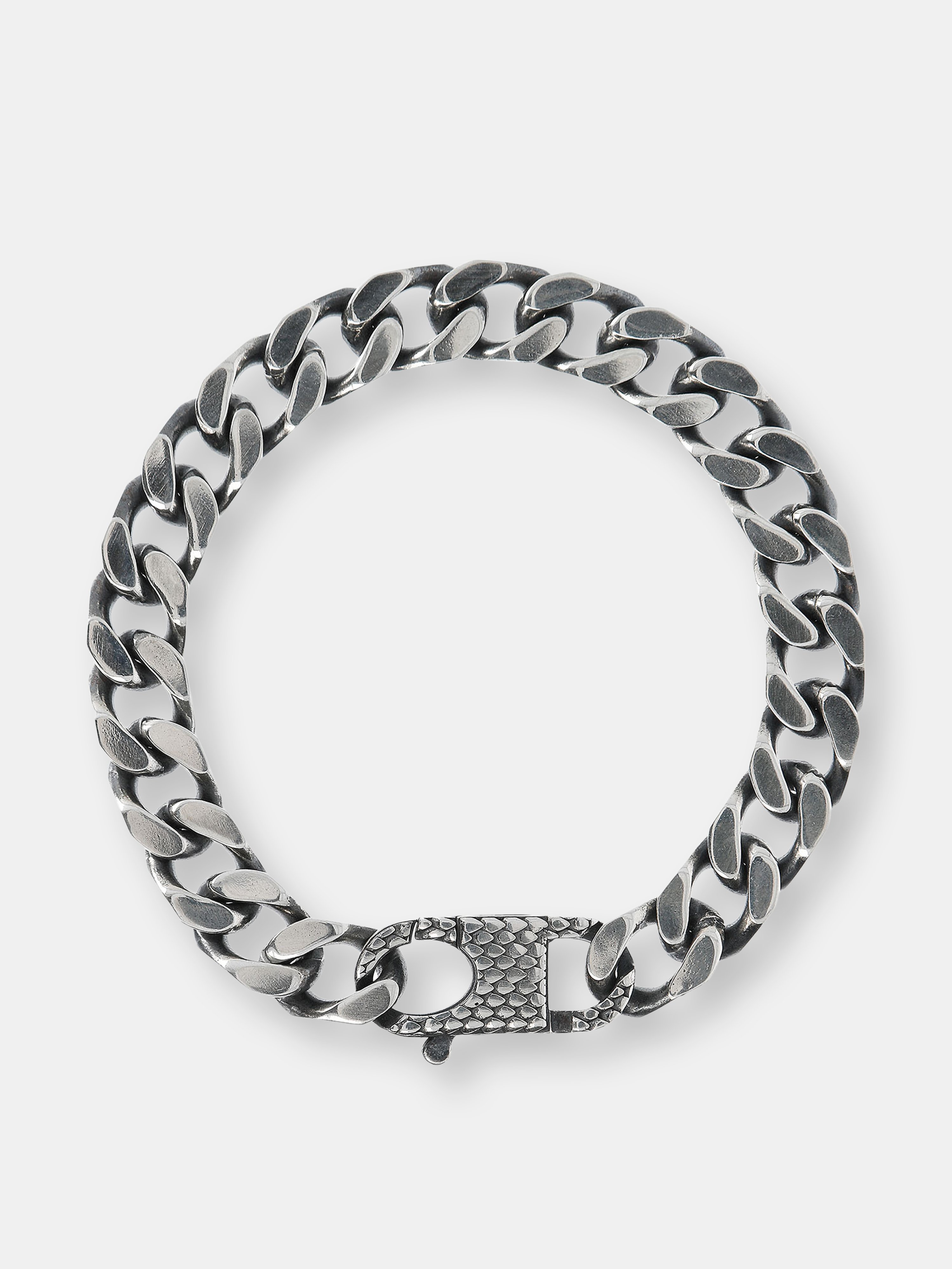 Albert M. Man Bracelet With Dragon Texture Closure 8,25" Length In Grey