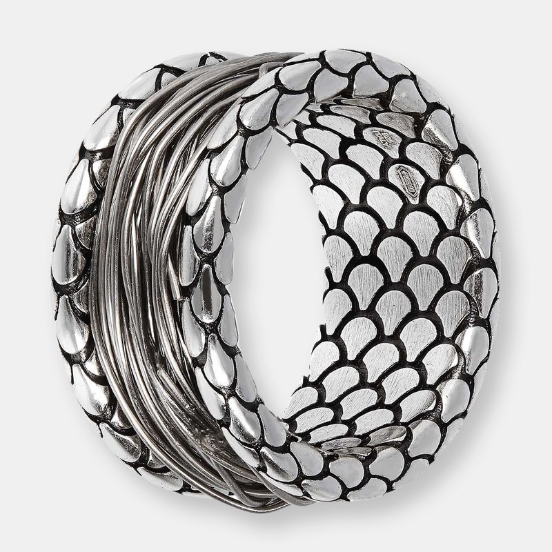 Albert M. Men's Ring Multi-strand And Mermaid Texture In Grey
