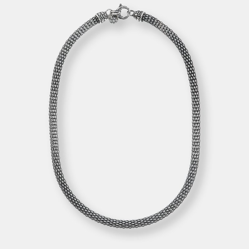 Albert M. Necklace With Korean Chain And Texture Closure In Metallic