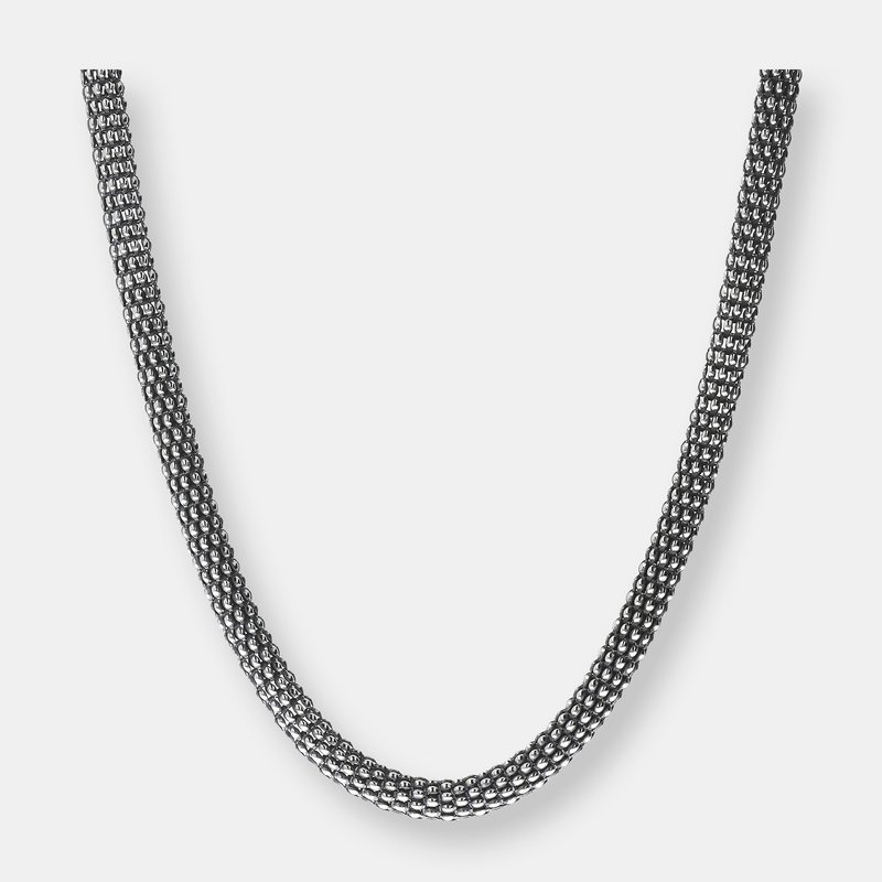 Shop Albert M. Necklace With Korean Chain And Texture Closure In Grey