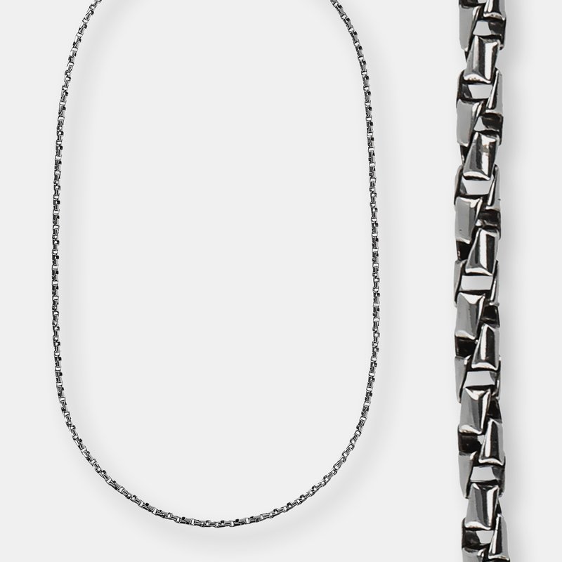 Albert M. Silver Box Chain Necklace In Black