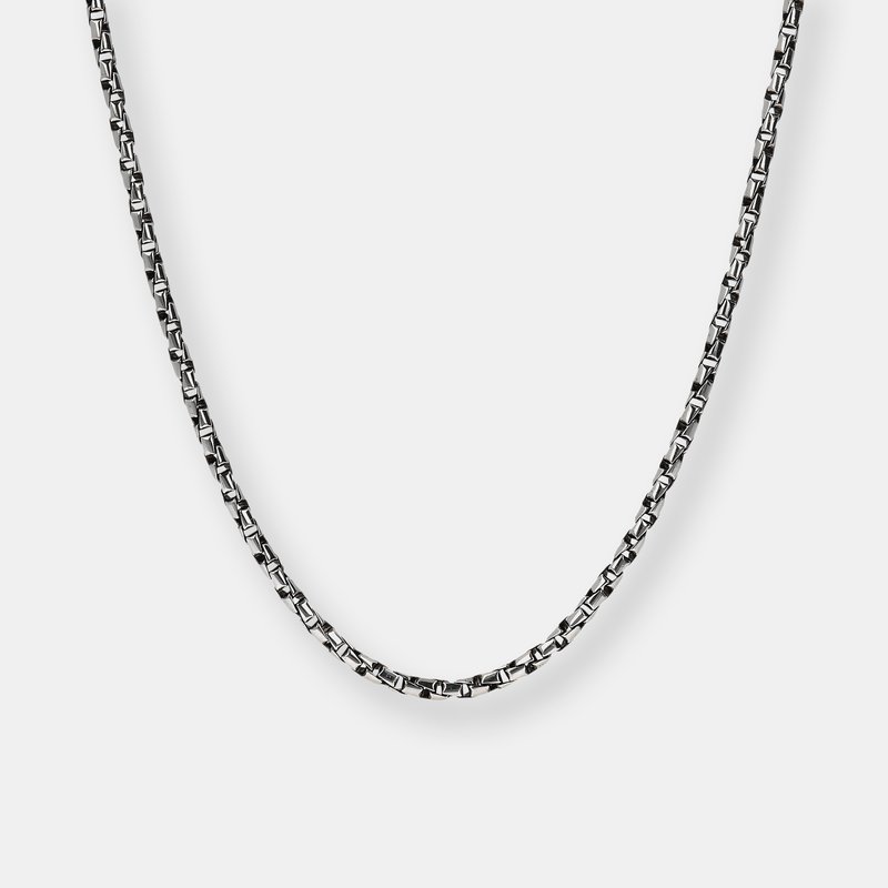 Shop Albert M. Silver Box Chain Necklace In Black