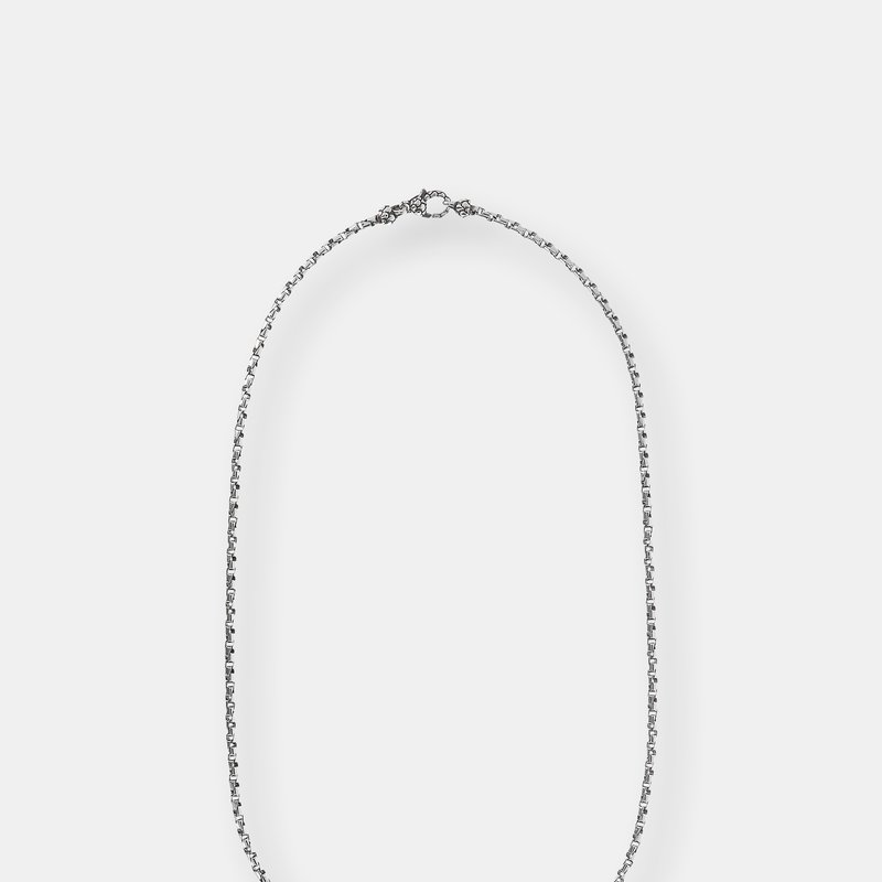 Albert M. Silver Box Chain Necklace In Grey