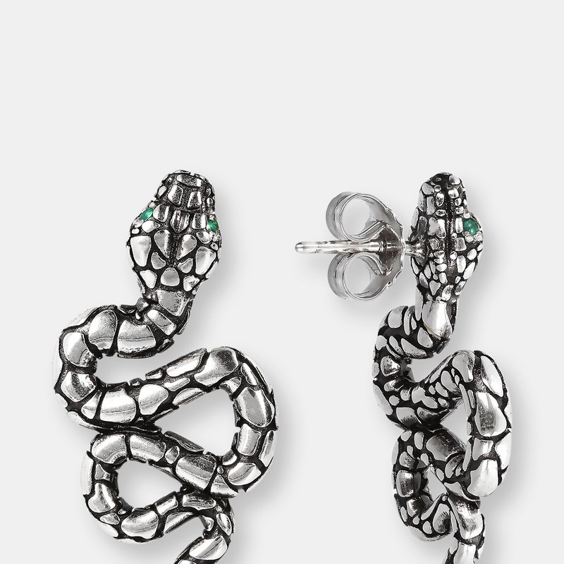 Albert M. Snake Lobe Earrings 1,25" Length In Silver