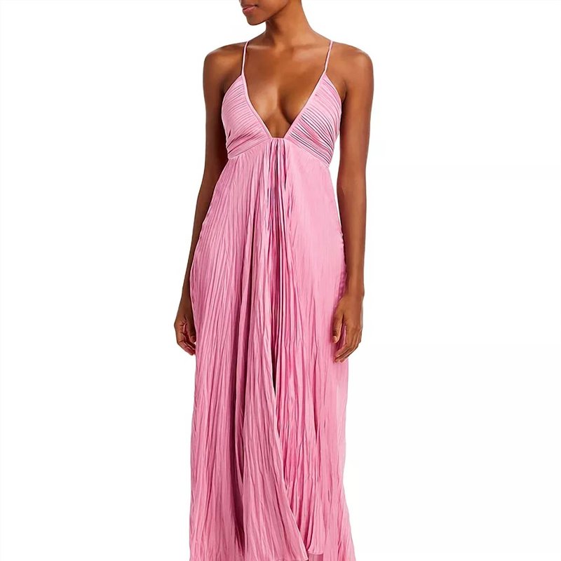 Shop A.l.c Angelina Satin Pleated Dress In Pink