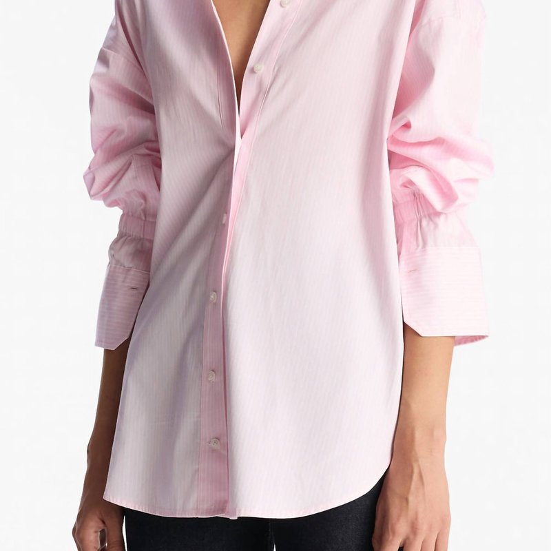 Shop A.l.c Monica Cotton Striped Top In Pink