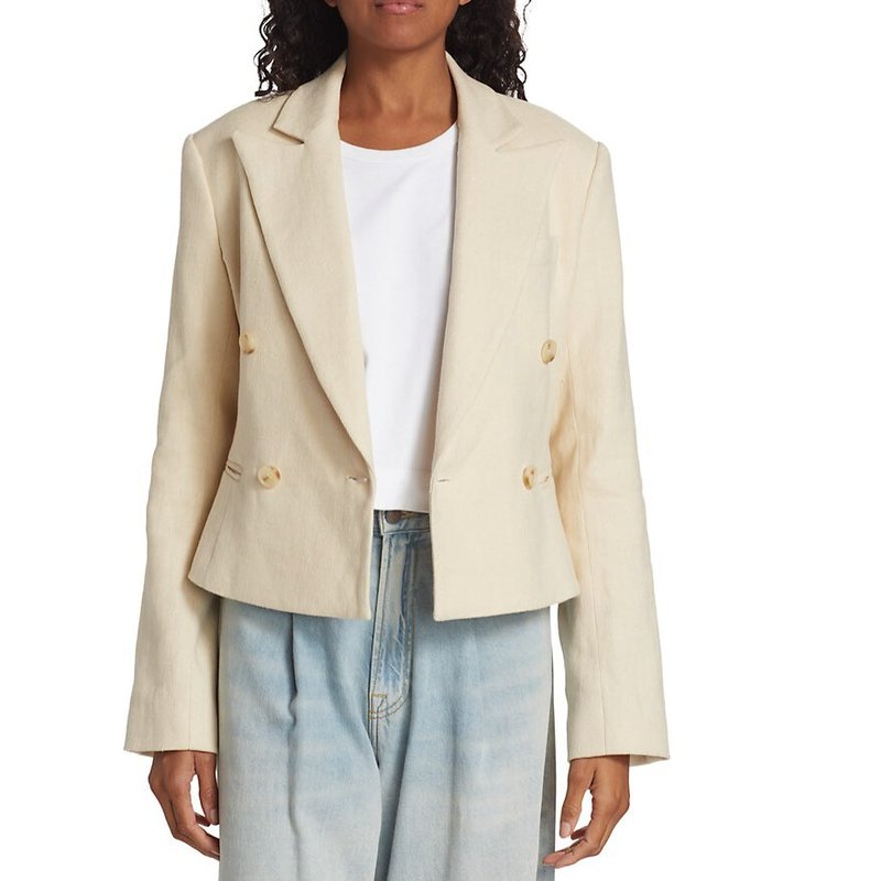 Shop A.l.c Women River Jacket Barely Linen Double-breasted Blazer In White