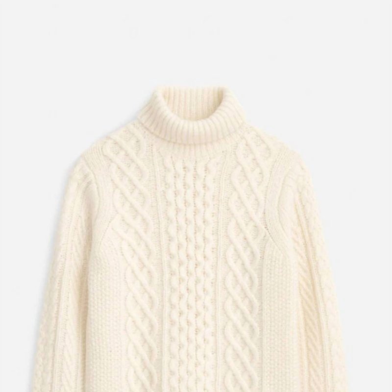 Shop Alex Mill Fisherman Cable Turtleneck In Ivory In Yellow