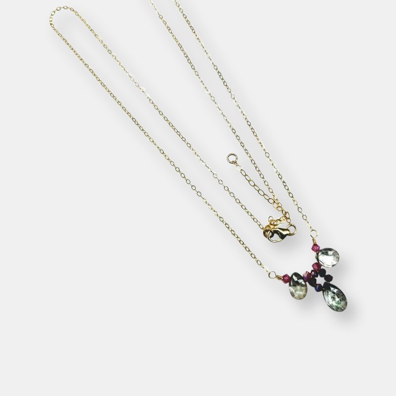 Alexa Martha Designs 14 Kt Gold Filled Fuchsia Rainbow Quartz Drop Gemstone Necklace