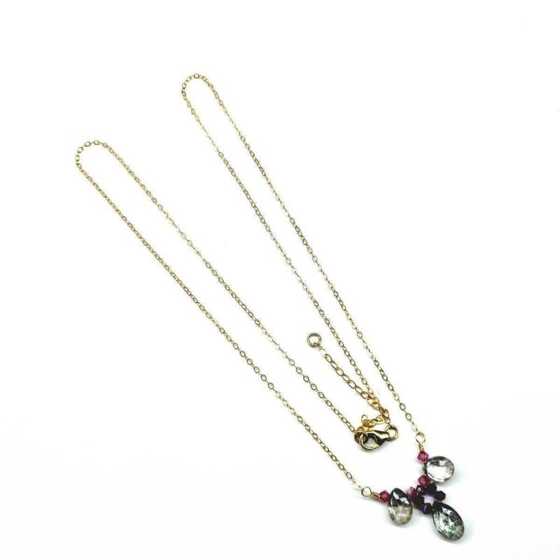 Alexa Martha Designs 14 Kt Gold Filled Fuchsia Rainbow Quartz Drop Gemstone Necklace