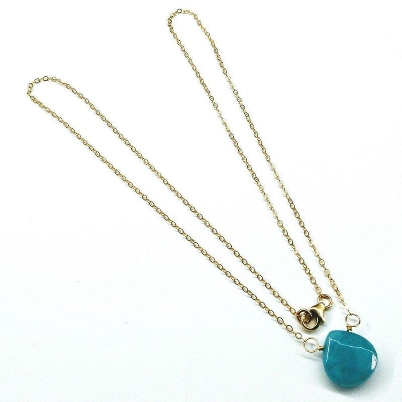 Alexa Martha Designs 14kt Gold Filled Aqua Jade Wire Wrap Delicate Gemstone Drop Necklace