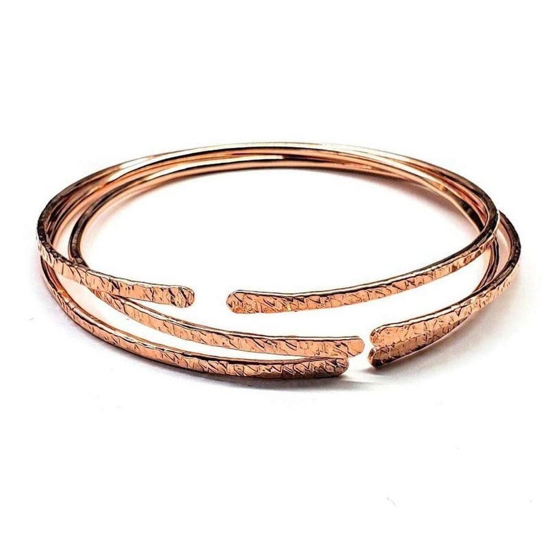Alexa Martha Designs 3-pack 10 Gauge Copper Hammered Open Bangle In Brown