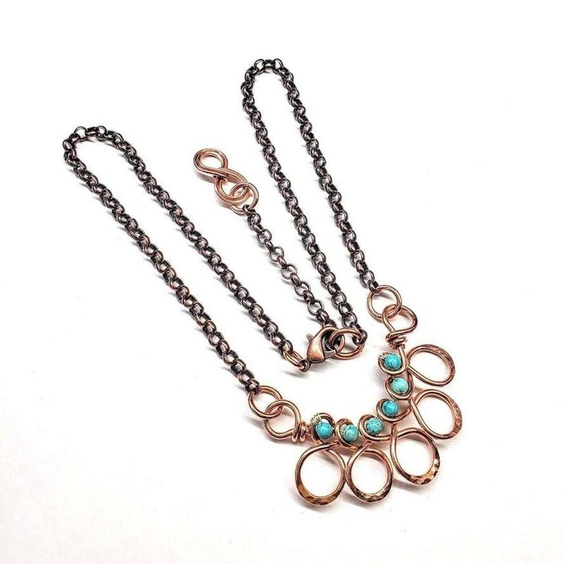 Alexa Martha Designs As Seen On Ashley Liao Copper Turquoise Wire Wrapped Necklace In Brown