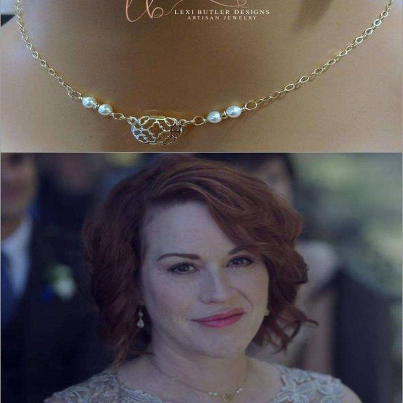 Alexa Martha Designs As Seen On Molly Ringwald Gold Filled Filigree Pearl Choker Necklace