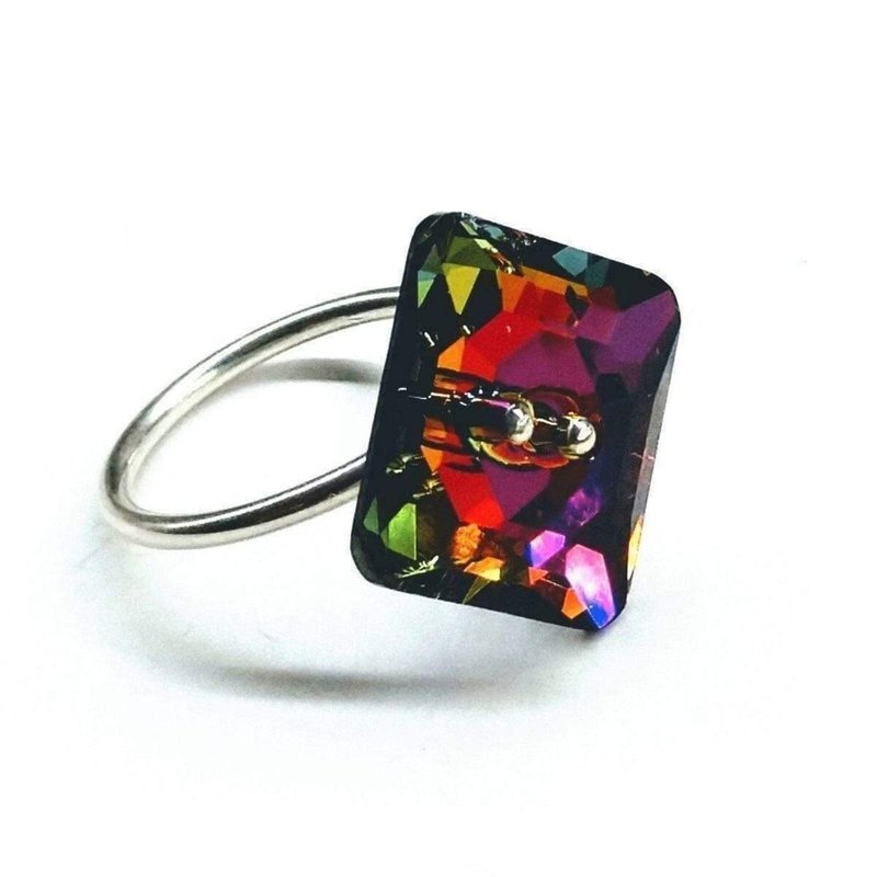 Alexa Martha Designs As Seen On Tituss Burgess Silver Volcano Crystal Button Ring In Purple
