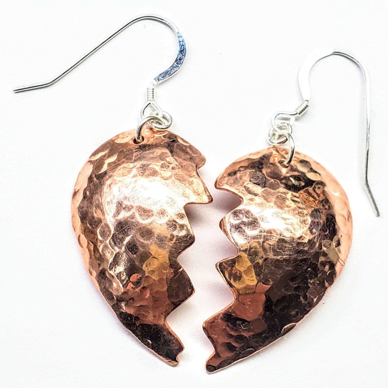 Alexa Martha Designs Broken Heart Earrings From Sculpted Copper In Brown