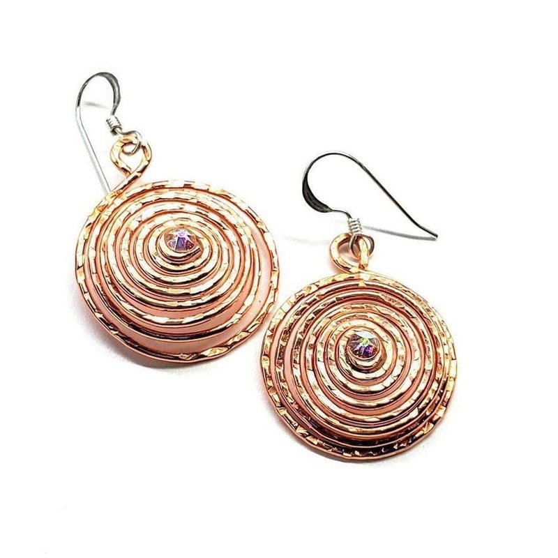 Alexa Martha Designs Copper Crystal Spiral Hoop Earrings In Brown