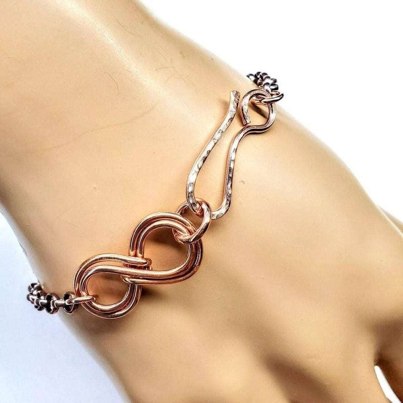Alexa Martha Designs Copper Double Infinity Chain Bracelet For Him And Her In Brown