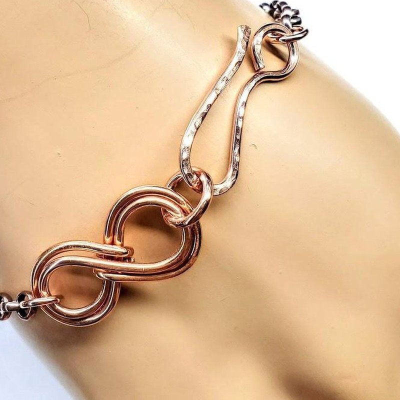 Alexa Martha Designs Copper Double Infinity Chain Bracelet For Him And Her In Brown