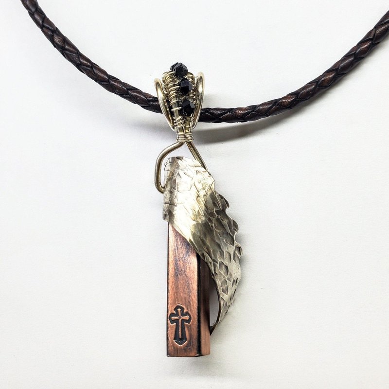Alexa Martha Designs Covid Memorial Silver Angelwing Necklace-limited Special Edition In Grey