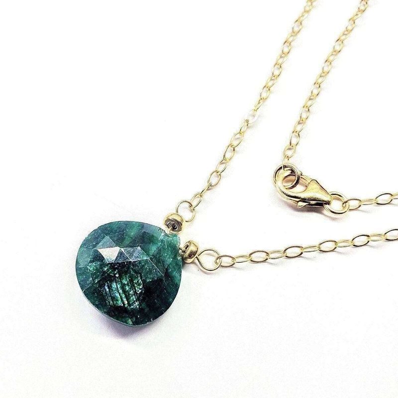 Alexa Martha Designs Emerald Pear Drop Necklace In Gold