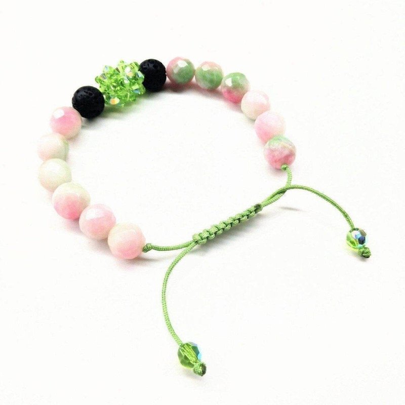 Alexa Martha Designs Gem Packed Watermelon Jade Crystal Lava Rock Bracelet In Green