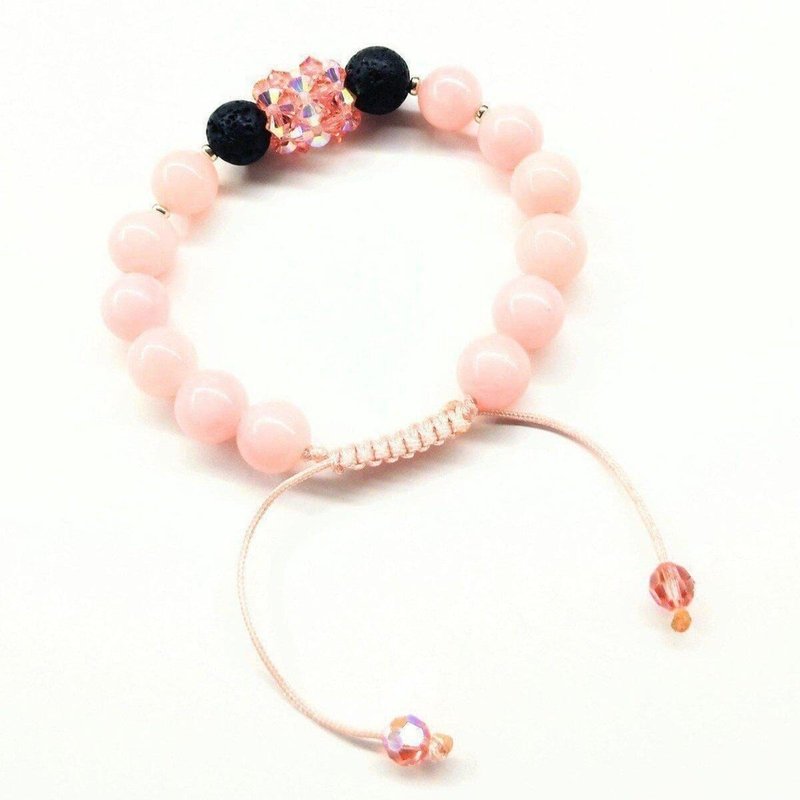 Alexa Martha Designs Glamorous Peach Corral Jade Gemstone Crystal Lava Rock Bracelet In Pink