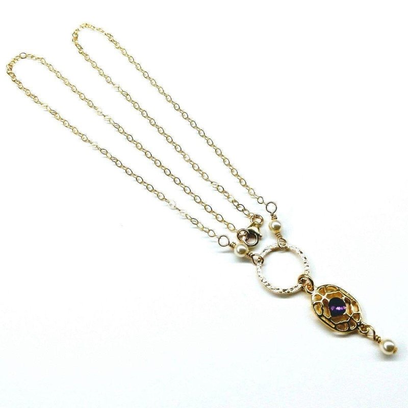 Alexa Martha Designs Gold Filled Purple Crystal Circle Necklace