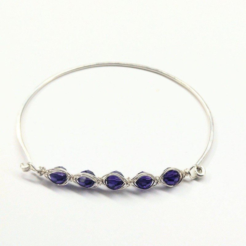 Alexa Martha Designs Large Swarovski Crystal Bar Bangle Bracelet In Purple