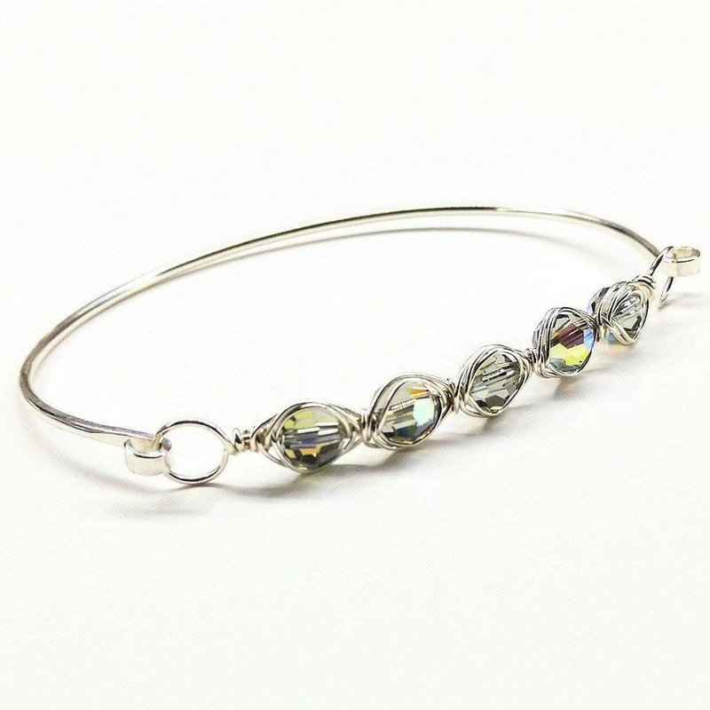 Alexa Martha Designs Large Swarovski Crystal Bar Bangle Bracelet In Grey