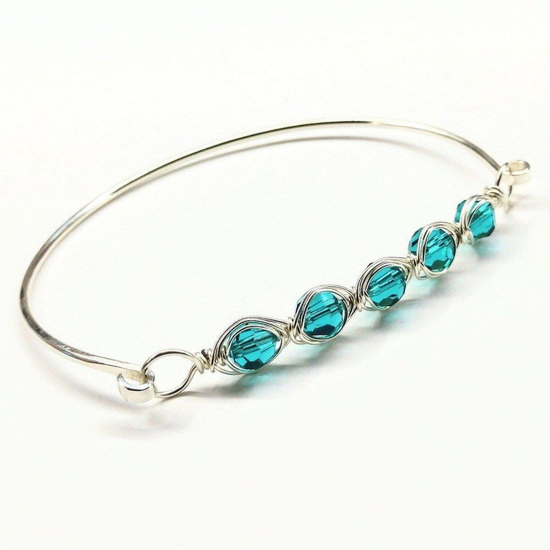 Alexa Martha Designs Large Swarovski Crystal Bar Bangle Bracelet In Blue