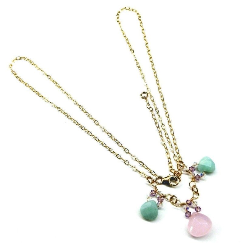 Alexa Martha Designs Light Pink And Mint Chalcedony 14 Kt Gold Filled Necklace