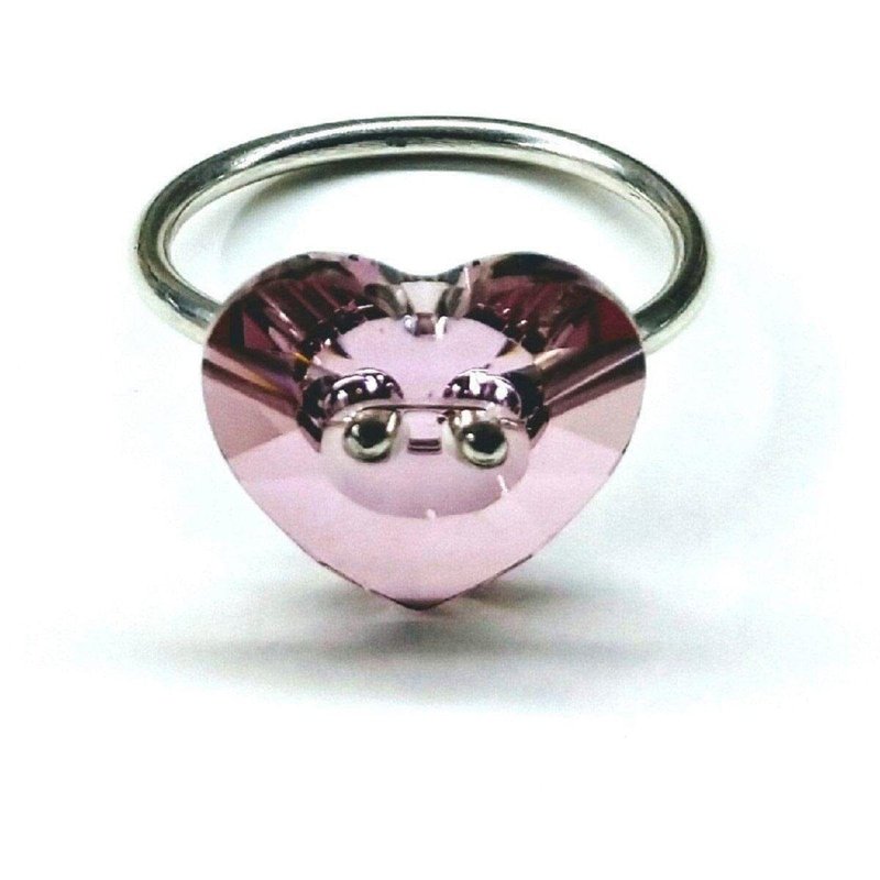 Alexa Martha Designs Light Purple Heart Swarovski Crystal Shank Button Bling Ring