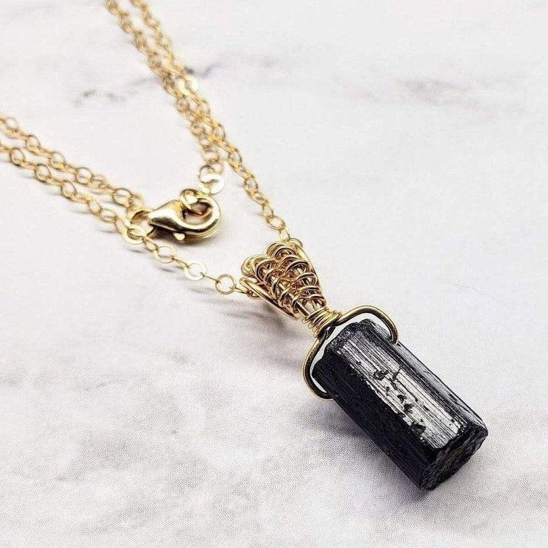 Alexa Martha Designs Raw Black Tourmaline Gemstone Necklace