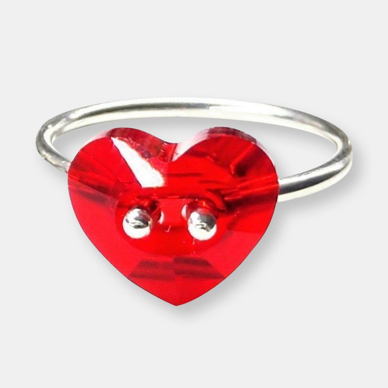 Alexa Martha Designs Red Swarovski Crystal Heart Bling Ring