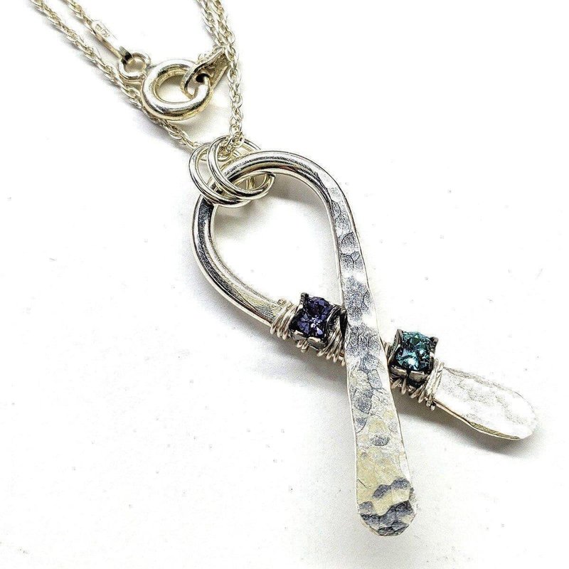 Alexa Martha Designs Sterling Silver Awareness Ribbon Necklace - Grey