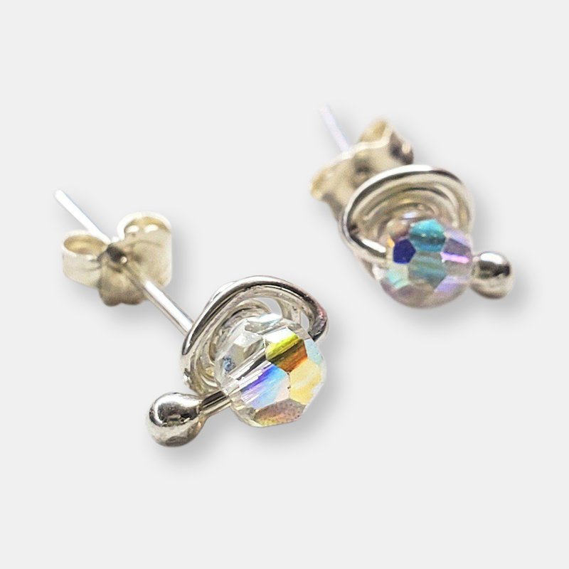 Alexa Martha Designs Spiral Crystal Gemstone Ear Studs In Grey