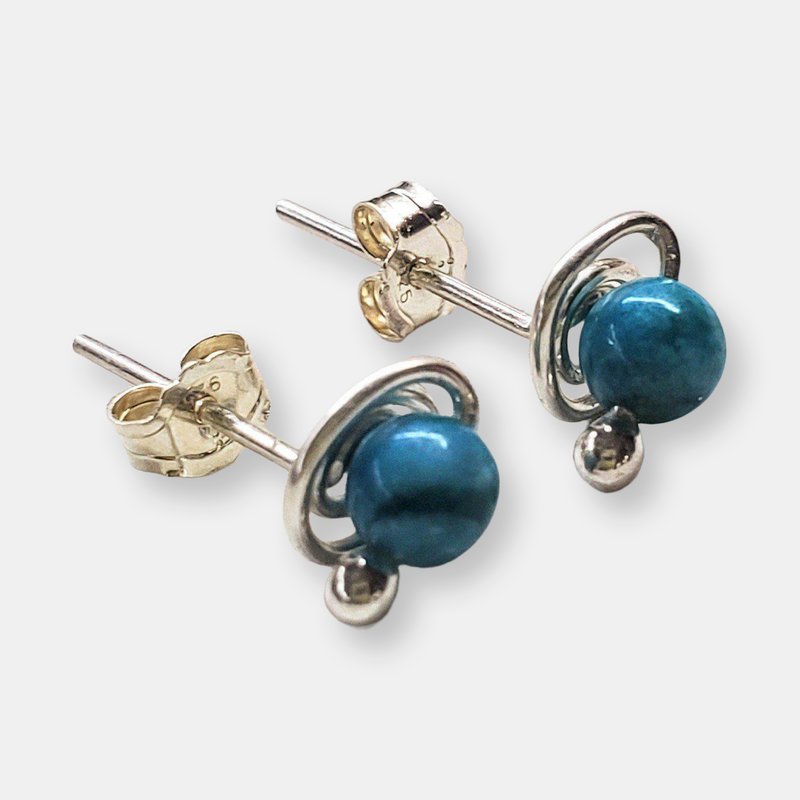 Alexa Martha Designs Spiral Crystal Gemstone Ear Studs In Blue