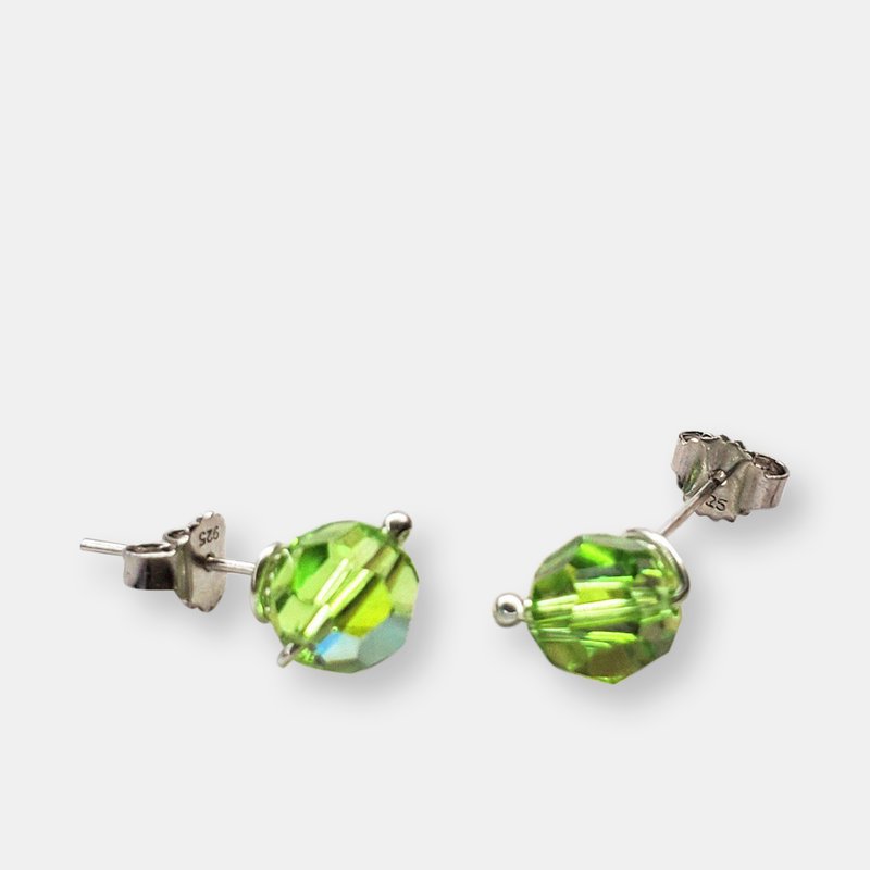 Alexa Martha Designs Spiral Crystal Gemstone Ear Studs In Green