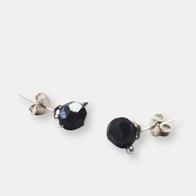 Alexa Martha Designs Spiral Crystal Gemstone Ear Studs In Black